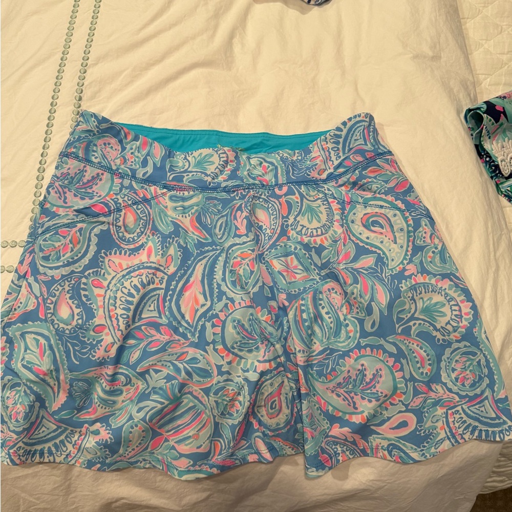 Lilly Pulitzer Blue and Pink Paisley Mini Skirt